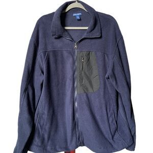 Steve & Barry’s Men’s Deep Blue Fleece Jacket w/Black Nylon Accents (Size: LG)